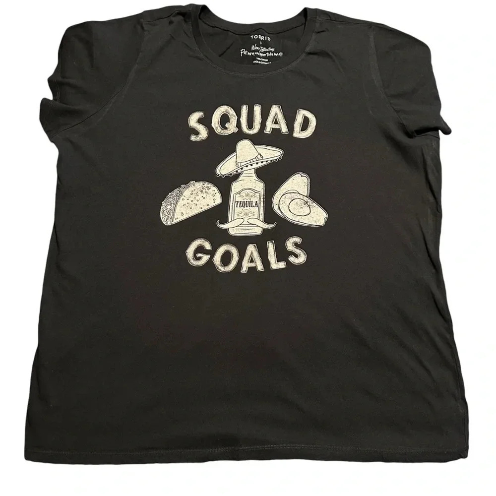 Torrid Squad Goals Black Size 3 Shirt - Taco, Tequila, Avocado, Sombrero - Picture 2 of 5